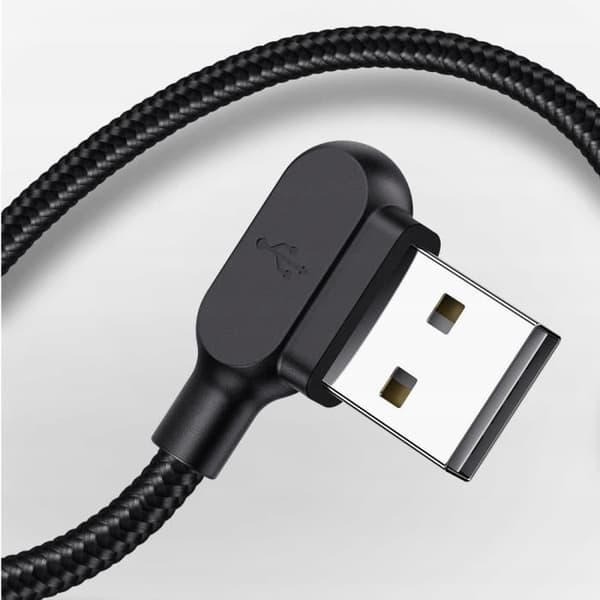 Mcdodo Fast telefonkabel, 90° vinkel LED, USB till USB-C 3m svart