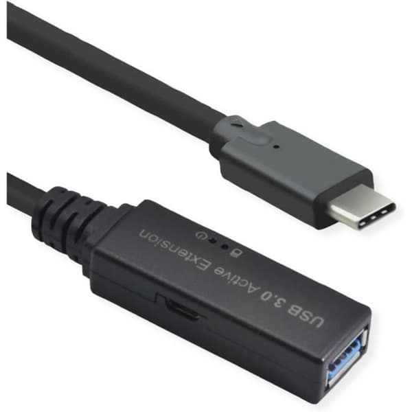 Aktiv USB 3.2 Gen 1 förlängningskabel - ROLINE - 15m - Typ C - Typ A - 5 Gbit/s