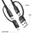 Miniatyrbild 4 av 5: Kabel 4 i 1 USB-C och USB till USB-C och Lightning Laddning 20W 1m Akashi Svart
