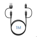 Miniatyrbild 5 av 5: Kabel 4 i 1 USB-C och USB till USB-C och Lightning Laddning 20W 1m Akashi Svart