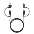 Miniatyrbild 2 av 5: Kabel 4 i 1 USB-C och USB till USB-C och Lightning Laddning 20W 1m Akashi Svart