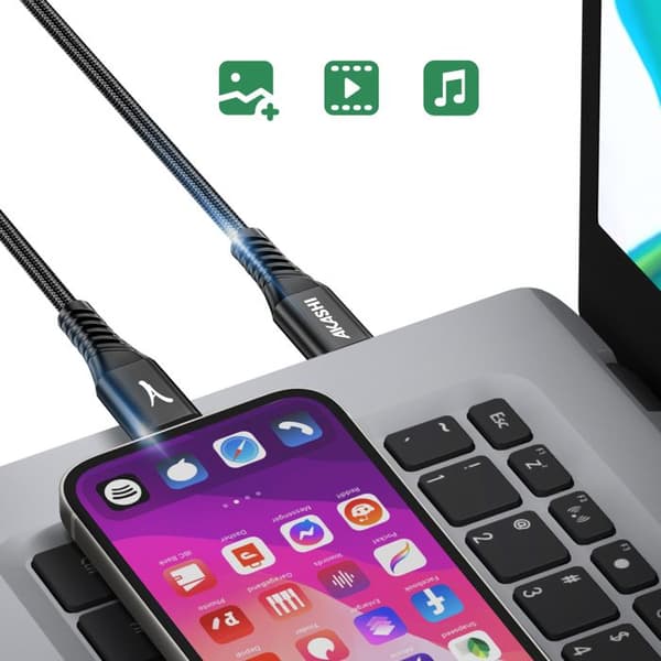 USB-C till Lightning Snabbladdning 3A och Synchronisering 1m Akashi Svart