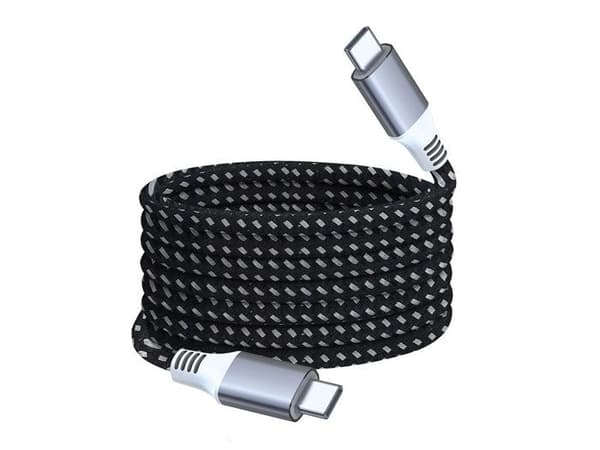 HQ-Power USB-laddnings- och datakabel, USB 2.0 C till C, 480 Mbps, magnetisk, nickelpläterad, textilflätad