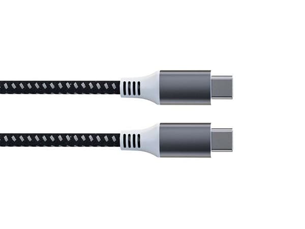 HQ-Power USB-laddnings- och datakabel, USB 2.0 C till C, 480 Mbps, magnetisk, nickelpläterad, textilflätad