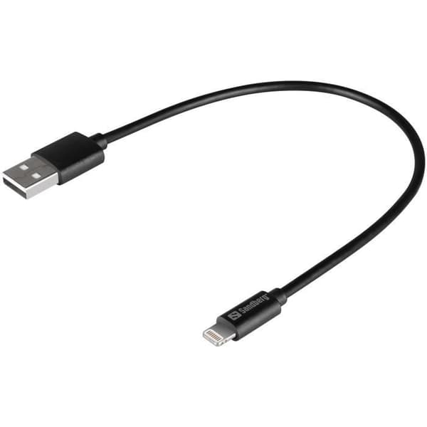 SANDBERG USB>LIGHTNING MFI 0,2M SVART (441-40)