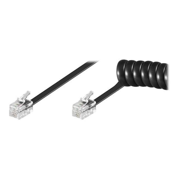 Spiral telefonkabel - GOOBAY - RJ10 - 4m - Svart