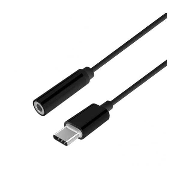 KONVERTER AISENS USB-C TILL AUDIO STIL APPLE USB-C M-JACK 3.5 H SVART 15CM