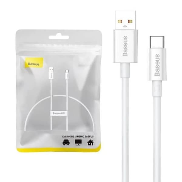 Data- och laddningskabel USB-A / USB-C 100W 480 Mbps 0,25 meter Baseus Vit