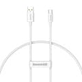 Miniatyrbild 1 av 3: Data- och laddningskabel USB-A / USB-C 100W 480 Mbps 0,25 meter Baseus Vit
