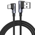 Miniatyrbild 3 av 4: CABLU alimentare si date Ugreen, "US176", Fast Charging Data Cable pt. smartphone, USB la USB Type-C 3A Complete Angled 90°, braided, 3m, gri "70875"