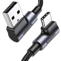 Miniatyrbild 2 av 4: CABLU alimentare si date Ugreen, "US176", Fast Charging Data Cable pt. smartphone, USB la USB Type-C 3A Complete Angled 90°, braided, 3m, gri "70875"