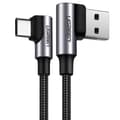 Miniatyrbild 1 av 4: CABLU alimentare si date Ugreen, "US176", Fast Charging Data Cable pt. smartphone, USB la USB Type-C 3A Complete Angled 90°, braided, 3m, gri "70875"