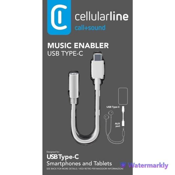 Adapter- Cellularline Från Aux-In till Type-C- Vit