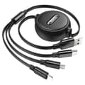 Miniatyrbild 5 av 6: USB-A till Type-C, Lightning, Micro-USB, 2A, 1m - Hoco Double-Pull (X75) - Svart
