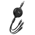 Miniatyrbild 1 av 6: USB-A till Type-C, Lightning, Micro-USB, 2A, 1m - Hoco Double-Pull (X75) - Svart
