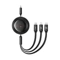Miniatyrbild 1 av 6: USB-C till Type-C, Lightning, Micro-USB datakabel, 100W, 1,1m - Baseus Free 2 Draw (P10368700111-04) - Svart kluster