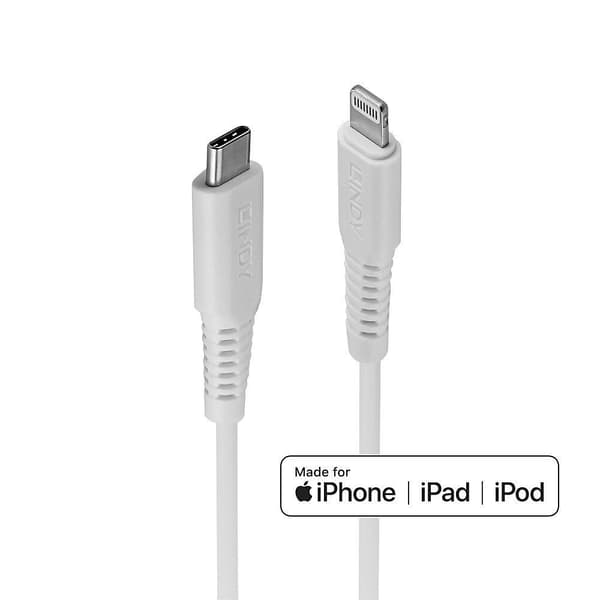 Lindy 1m USB Type C til Lightning-kabel, hvid, 31316