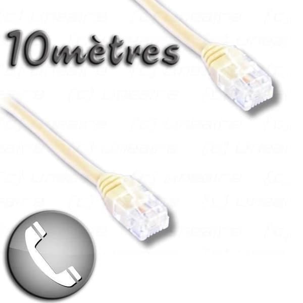 ADSL RJ11 hane / RJ11 hane kabel 10m - LINJÄR - RJ11 6P4C kontakt - ADSL-kabel