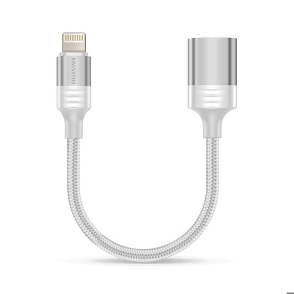 OTG-adapter iPhone Lightning Hane till USB Hona Swissten Vit