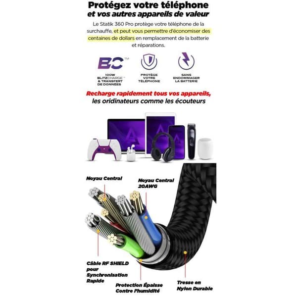 STATIKStatik - Telefonkabel med flera ändar - Statik 360 Pro Cable 2.0 - Flera storlekar