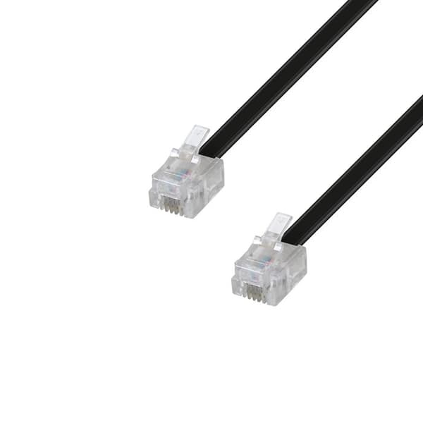 RJ11 Kabel 2m M/M för fast telefon och ADSL WAYTYEX 39002 Flat RJ11 Kabellängd 2,00 m - Svart