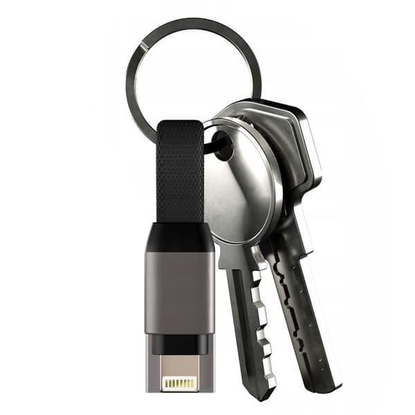 Magnetisk kabel iPhone Lightning / USB Nyckelring Kompakt 9.7cm Swissten Grå