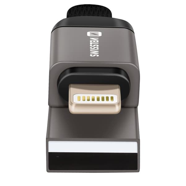 Magnetisk kabel iPhone Lightning / USB Nyckelring Kompakt 9.7cm Swissten Grå