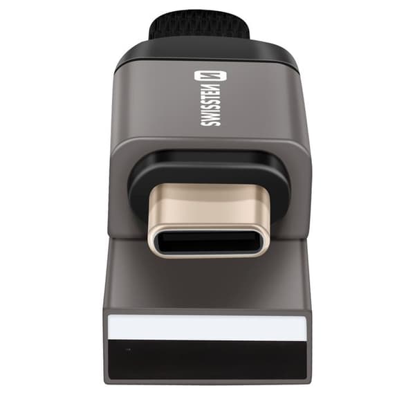 Magnetisk USB-C / USB Kabel Format Nyckelring Kompakt 9.7cm Swissten Grå