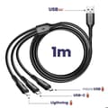 Miniatyrbild 3 av 5: Cabel 3-i-1 USB-C, Micro USB och Lightning USB Kontakt Längd 1m wiwu Svart