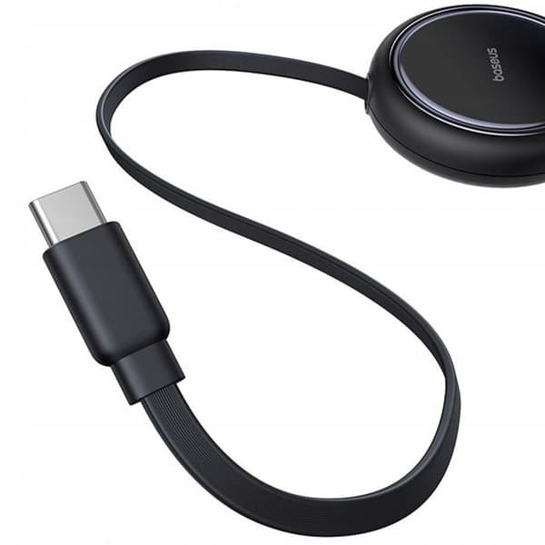 Retrakabel 2x USB-C 100W Snabbladdning och Dataöverföring Baseus Svart