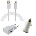 Miniatyrbild 1 av 4: [Kompatibel Samsung Galaxy S3-S4-S5-S6-S7-MINI-EDGE] 3 i 1 Laddningspaket Kabel-Laddare Nätadapter-Biladapter Vit [Phonillic]