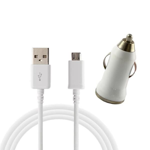 [Kompatibel Samsung Galaxy ALPHA-COREPRIME-GRANDPRIME] Kabel USB 1 Meter + Vit Bil Laddare [Phonillico®]