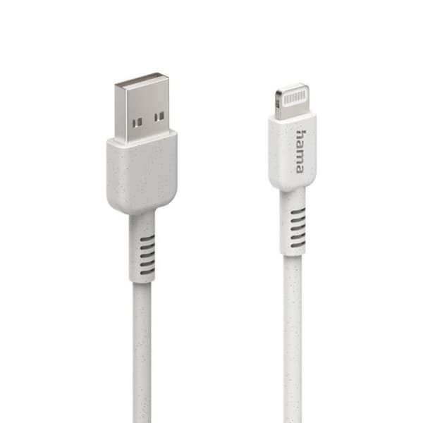 Eco USB-A laddningskabel - Lightning, 1 m, Vit
