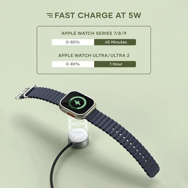 Laddningskabel för Apple Watch Magnetisk MFi Snabbladdning Satechi Grå