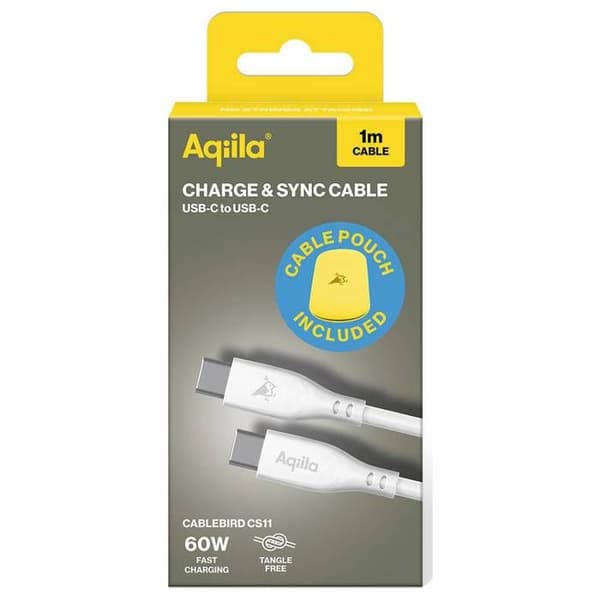 Aqiila Cablebird CS11 USB-kabel USB 2.0 USB-C® hane 1.00 m vit AQCBPBIC1SI812