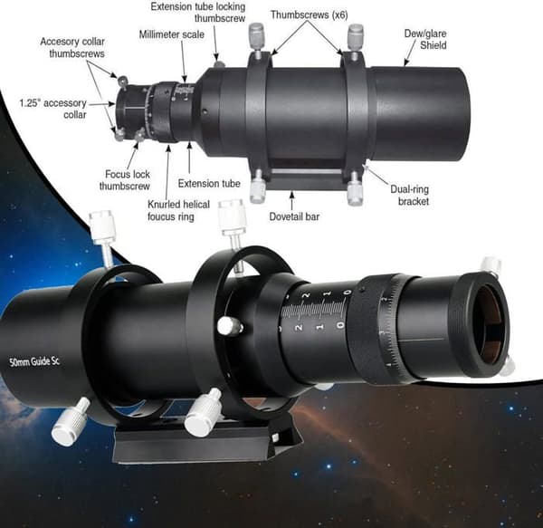 Svbony SV106 Guideteleskop 50mm Fokuser Guideteleskop med Helicoidal Fokuser 190 Längd Sökare för Teleskop