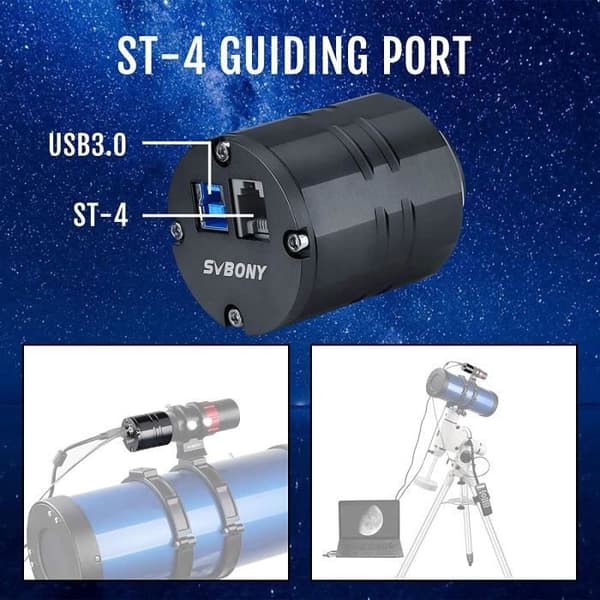 Svbony SV305 Pro Astronomy Camera med ST4 Autoguider, Telescope Guiding Camera, AR-belagt fönster 30 min planetkamera