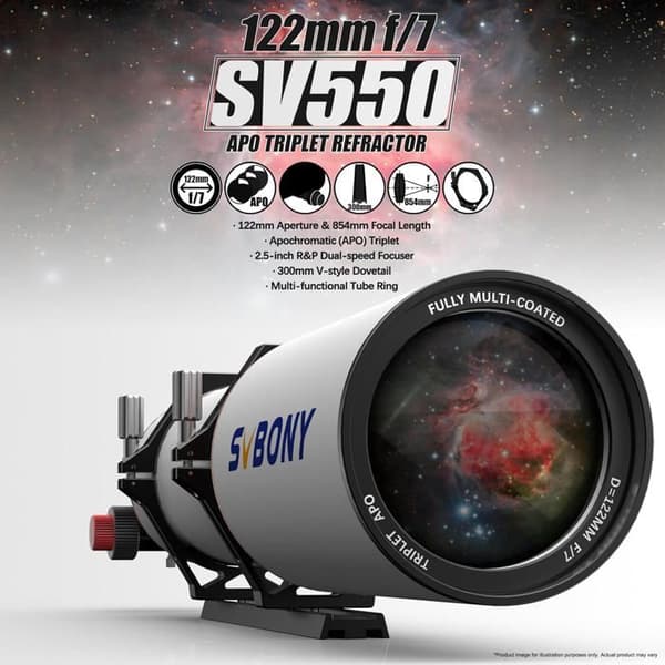 Svbony SV550 80/122 APO refraktorteleskopset med tillbehör, för fotografering av det avlägsna rymden