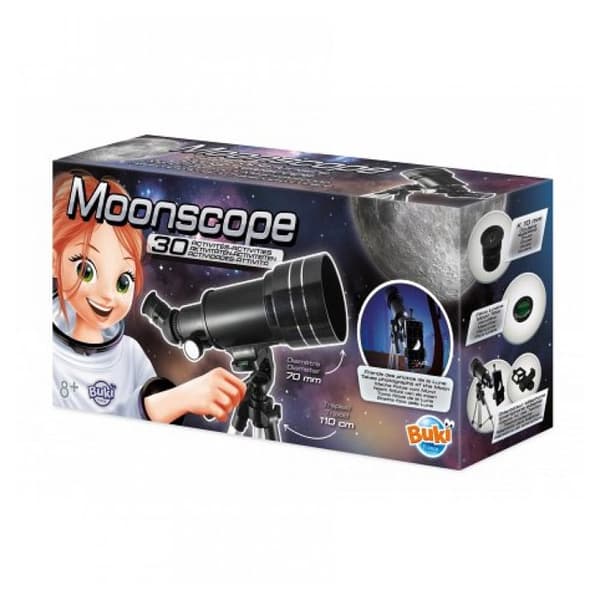 Buki Lunar Telescope - 30 aktiviteter - för barn från 8 år och uppåt - Svart