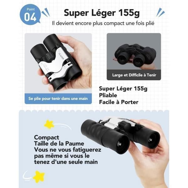 AGPTEK barnkikare, leksak för flickor 3 4 5 6 7 8 9 10 år, förstoring 10X22 Kompakt kikare Present för flickor 3-10 år