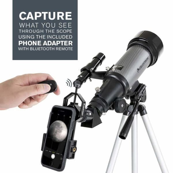 Celestron - 22035 - Travel Scope 70 DX Portable Telescope med Smartphone Adapter och Bluetooth Trigger