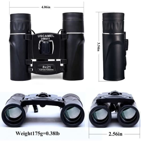 Hengxin-8x21 Compact Zoom Kikare Long Range 3000m Folding HD Kraftfullt Miniteleskop Bak4 FMC Optisk Jaktsport Svart