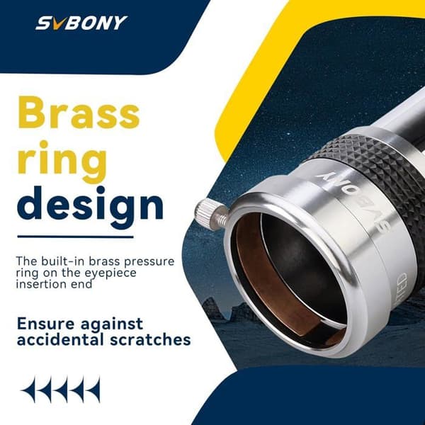 Svbony SV137 2X Barlow-lins, 1,25 tum metall Barlow FMC akromatiskt teleskoptillbehör med mässingssnäppring