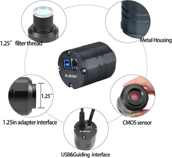 Svbony SV305Pro Planetary Color Camera, Okularteleskop, Autoguider ST4 USB3.0 2MP IMX290 CMOS-sensor, Planetary Imaging