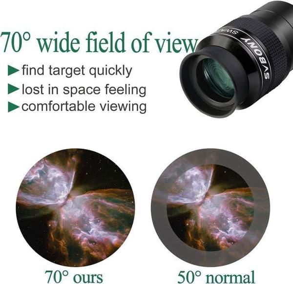 Svbony SV154 Okular 2 Tum, 26mm 70 Grader Super Bred Vinkel FMC Okular för Teleskop Achromatisk för Planetobservations