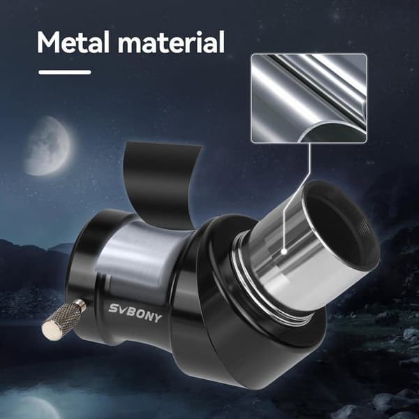 Svbony SV222 teleskopadapter, 1,25" Zenith-spegel 45° metall diagonalt prisma med tillbehör till pressring av mässing