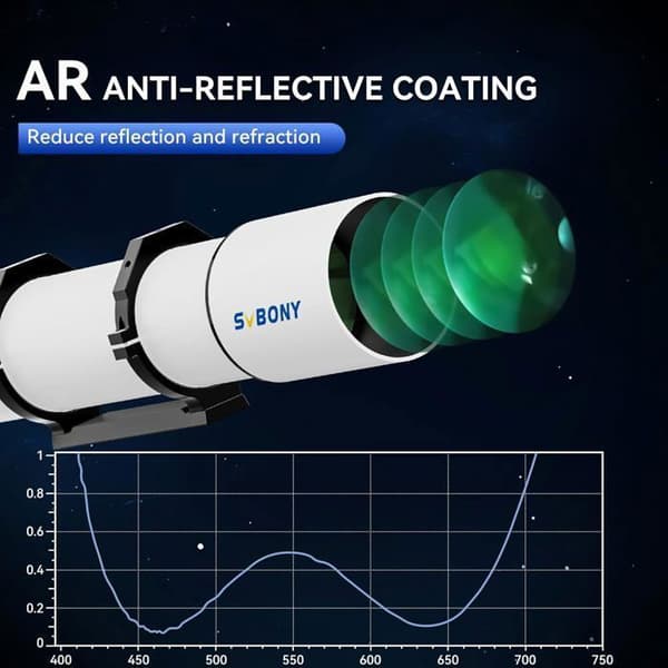 Svbony SV48P 102F6.5 Refractor Telescope, OTA Achromatic FMC Coating, 2,5" Rap Dual Speed Focusing Telescope