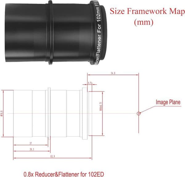 Svbony SV193 Telescope Focal Reducer, 2 tum 0,8X Field Flattener, FMC Optik för SV503 Refractors Astrofotografi