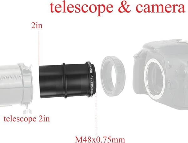 Svbony SV193 Telescope Focal Reducer, 2 tum 0,8X Field Flattener, FMC Optik för SV503 Refractors Astrofotografi
