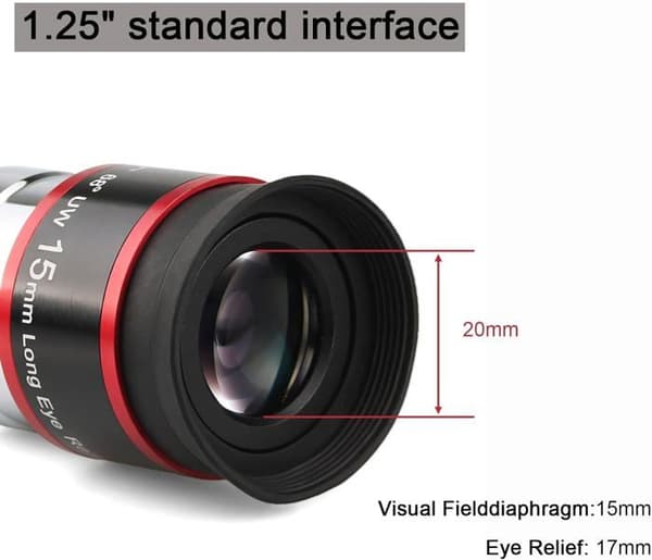 Svbony okular 1. 25", teleskopokular 15mm FMC 68 graders ultravidvinkelteleskoptillbehör, planetobservation